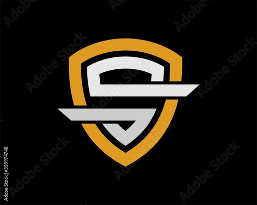 Abstract royal shield with gold and silver colors