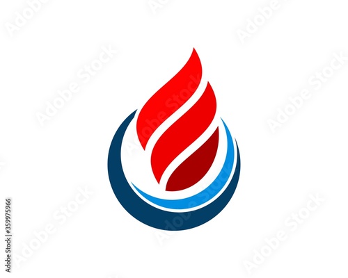 Abstract curve shape with fire inside