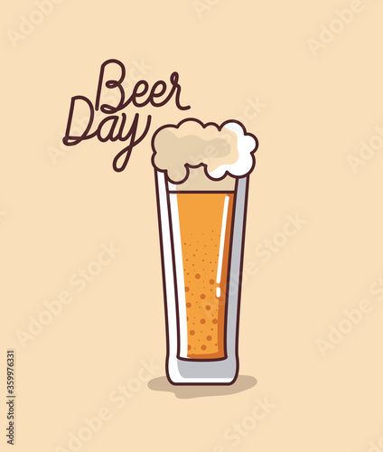 Beer glass design, Festival day pub alcohol bar and drink theme Vector illustration