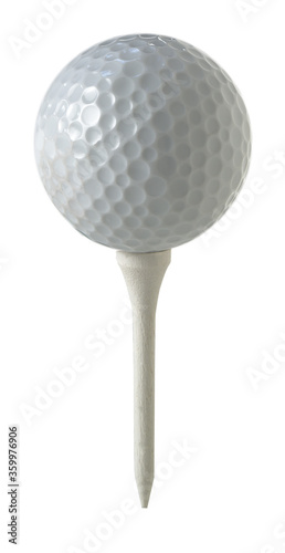 golf ball on tee against white background