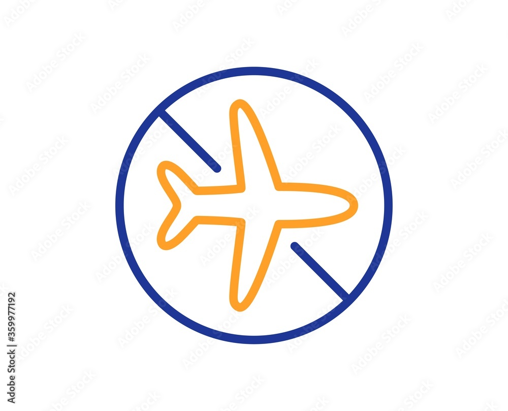 Flight mode line icon. Airplane mode sign. Turn device offline symbol. Colorful thin line outline concept. Linear style flight mode icon. Editable stroke. Vector