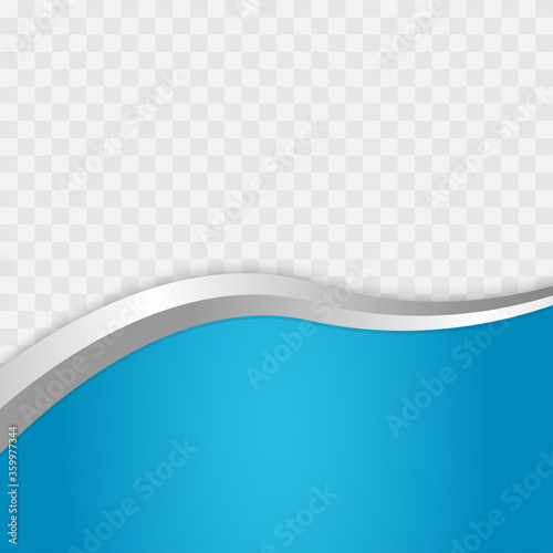 Gray and blue abstract wavy shapes on transparent background vector illustration.