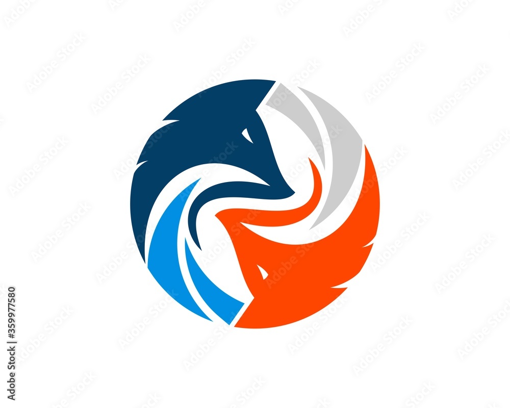 Two fox with yin yang shape Two fox with yin yang shape