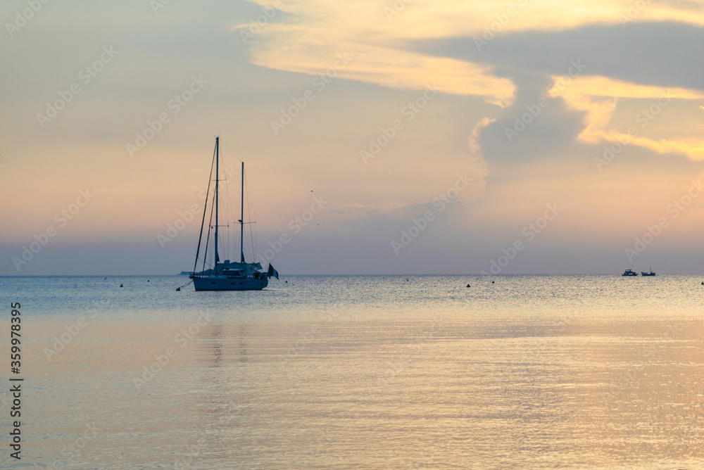 view of orange sunset over the sea