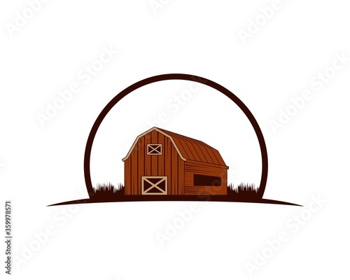 Circle shape with barn inside