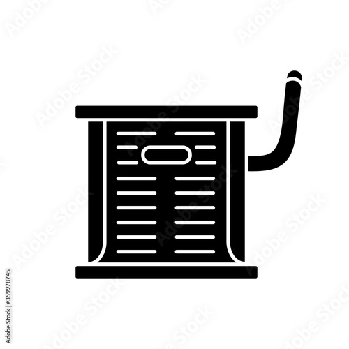 Industrial AC black glyph icon. Central refrigeration system, climate control at work silhouette symbol on white space. Professional conditioner for industrial environment vector isolated illustration