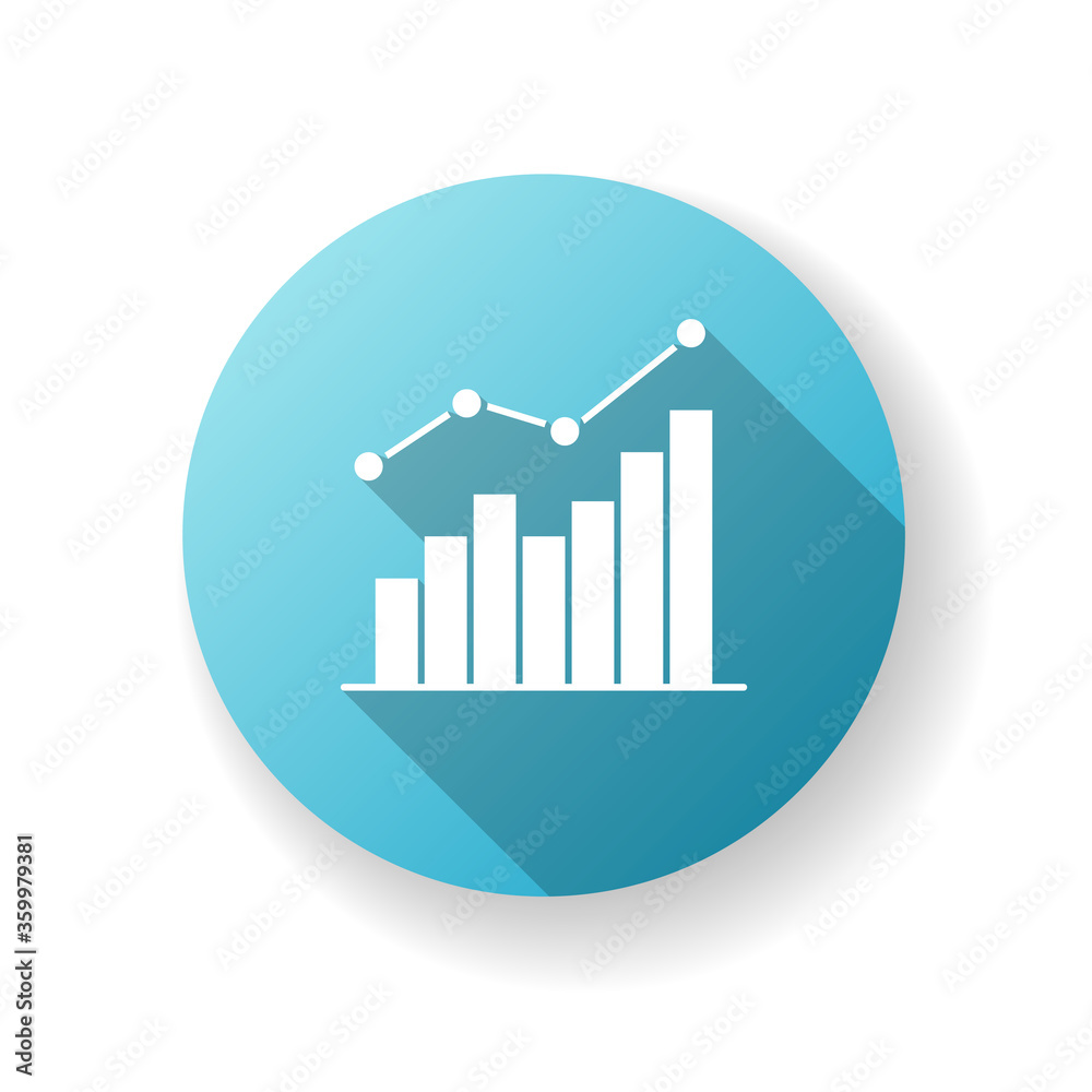 Growing statistic blue flat design long shadow glyph icon. Increasing business chart. Financial graph. Infographic for marketing strategy. Economy report. Silhouette RGB color illustration Growing statistic blue flat design long shadow glyph icon. Increasing business chart. Financial graph. Infographic for marketing strategy. Economy report. Silhouette RGB color illustration