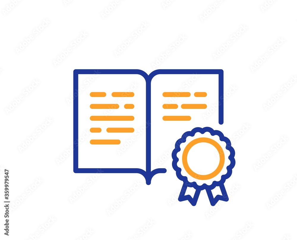 Certificate line icon. Certified document sign. Medal or stamp symbol. Colorful thin line outline concept. Linear style certificate icon. Editable stroke. Vector Certificate line icon. Certified document sign. Medal or stamp symbol. Colorful thin line outline concept. Linear style certificate icon. Editable stroke. Vector