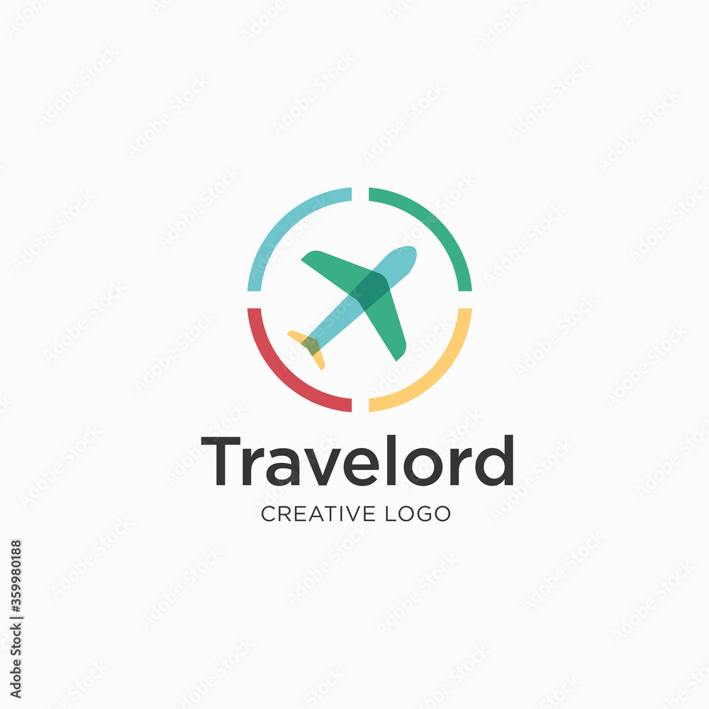 fun color airplane logo design template