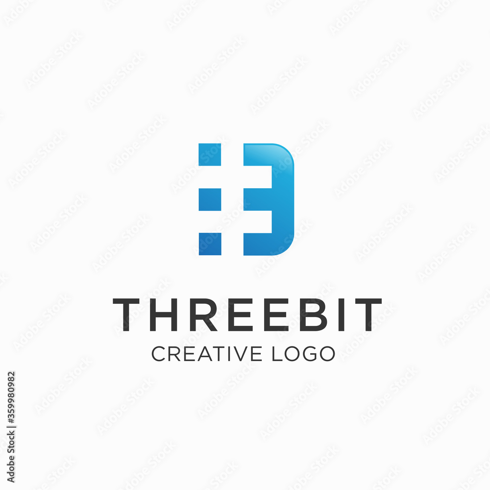 Obraz premium 3 bit technology logo design vector