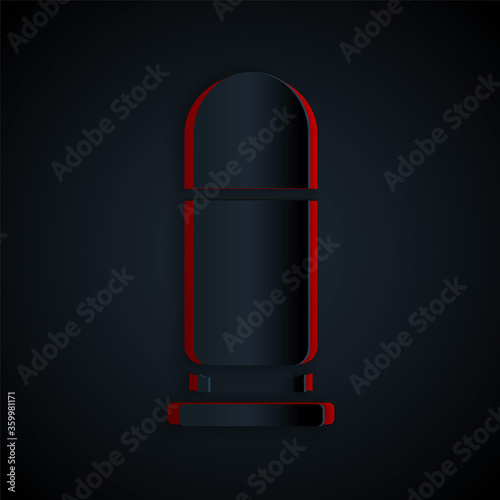 Paper cut Bullet icon isolated on black background. Paper art style. Vector