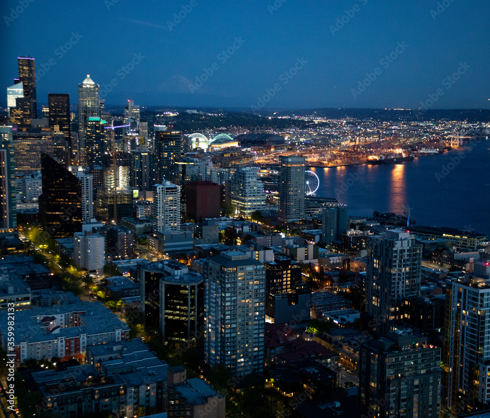 Beautiful City of Seattle Washington Skyline at night
