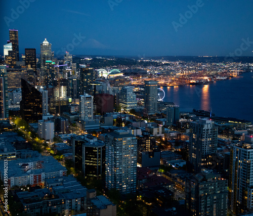 Beautiful City of Seattle Washington Skyline at night