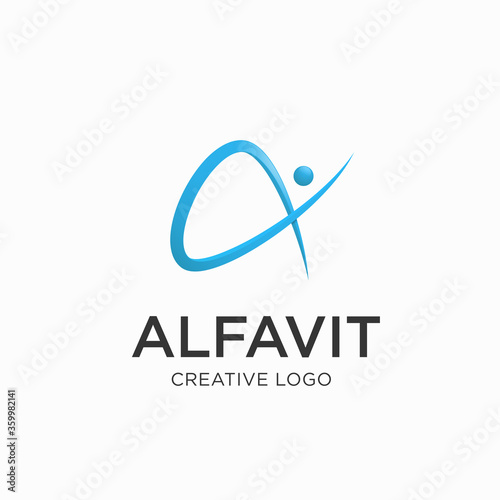 People care logo with letter a symbol, healty human logo