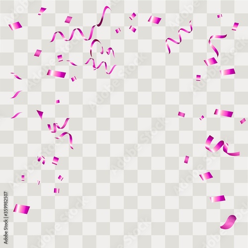 Colorful confetti. Festive of falling shiny confetti isolated on transparent background.