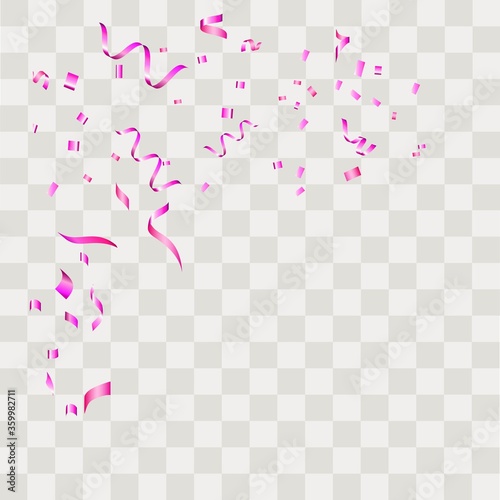 Colorful confetti. Festive of falling shiny confetti isolated on transparent background.