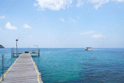wooden pier in the sea at koh kood  trat  thailand