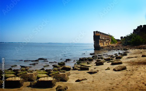 Diu, beautiful view of Arabian Sea from the INS Khukri memorial in Diu, Union territory of Daman and Diu, India photo