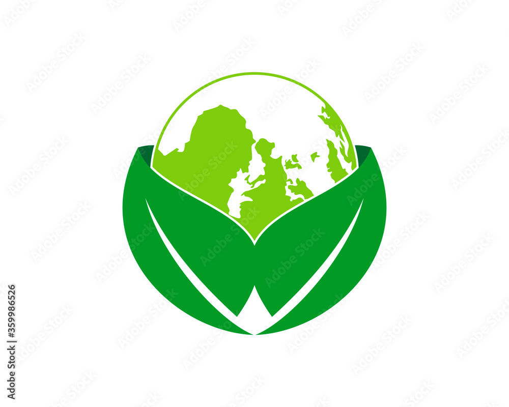 Green earth with leaf