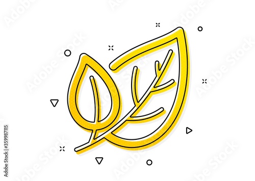 Nature plant leaf sign. Leaves icon. Environmental care symbol. Yellow circles pattern. Classic leaf icon. Geometric elements. Vector