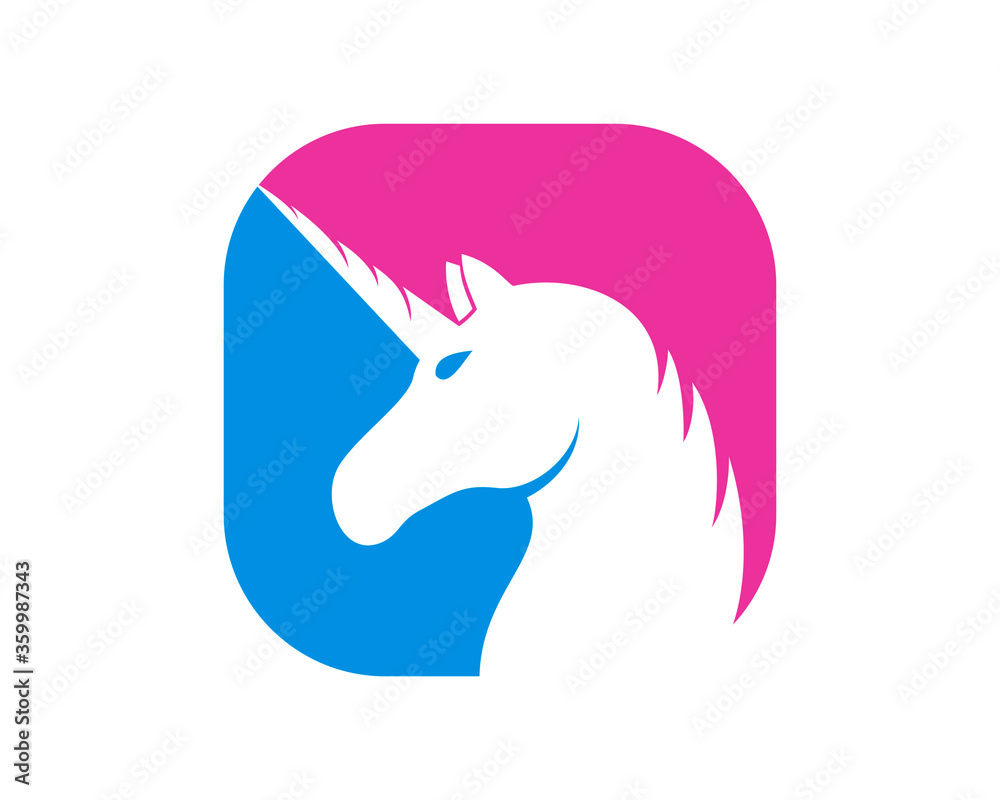 Unicorn inside the square shape Unicorn inside the square shape