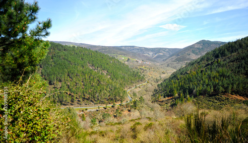Autumnal natural landscape of the mountains on the Camino de Santiago, Camino Sanabres, near Laza, Orense province, Galicia, Spain photo