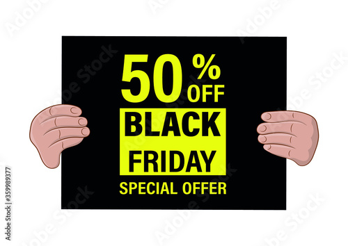 Black board with the inscription BLACK FRIDAY. SALE. Vector illustration.