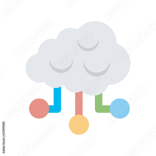 Distributed cloud computing storage icon illustration. Virtual database symbol.