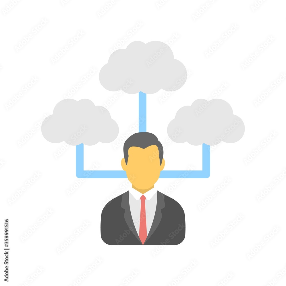Connecting people via cloud computing. Business network based on cloud. Flat icon illustration. Connecting people via cloud computing. Business network based on cloud. Flat icon illustration.