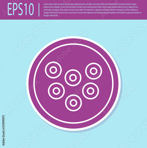 Retro purple Caviar on a plate icon isolated on turquoise background.  Vector.