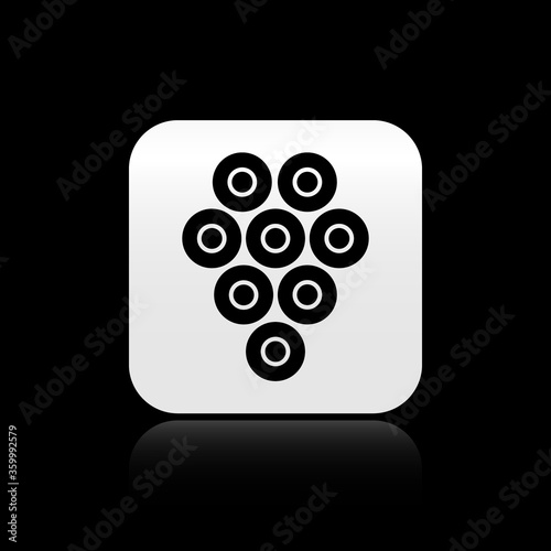 Black Caviar icon isolated on black background. Silver square button. Vector.