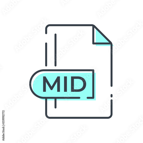 MID File Format Icon. MID extension line icon.