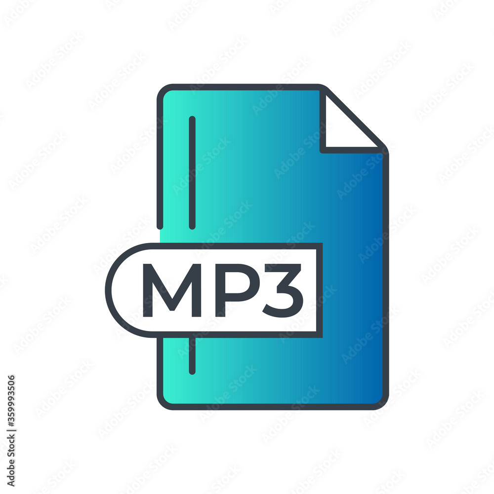 MP3 File Format Icon. MP3 extension gradiant icon. MP3 File Format Icon. MP3 extension gradiant icon.
