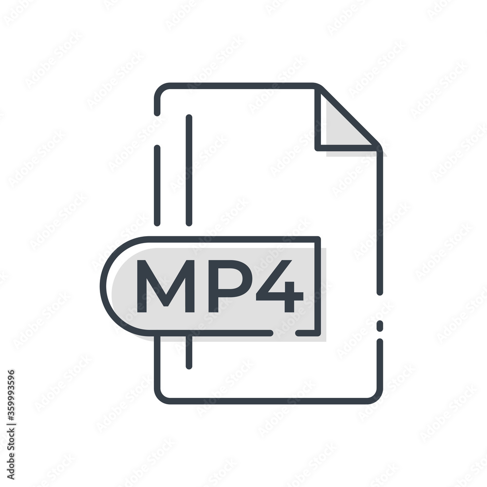 MP4 File Format Icon. MP4 extension line icon. MP4 File Format Icon. MP4 extension line icon.