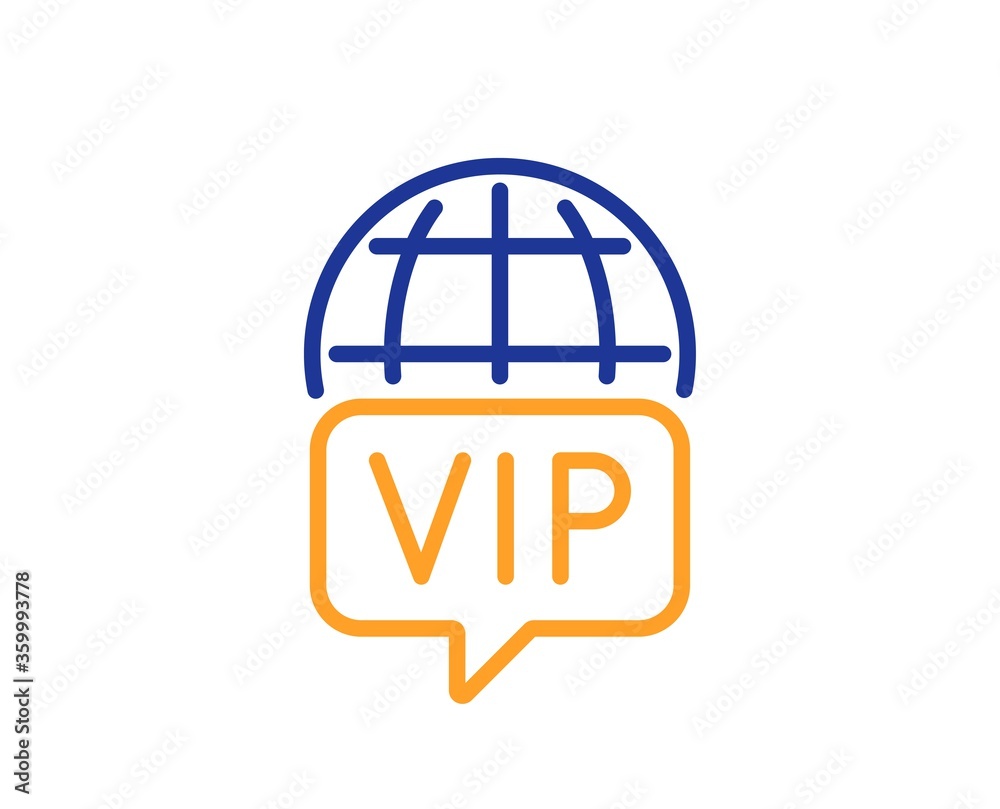 Vip internet line icon. Very important person wifi access sign. Member club privilege symbol. Colorful thin line outline concept. Linear style vip internet icon. Editable stroke. Vector Vip internet line icon. Very important person wifi access sign. Member club privilege symbol. Colorful thin line outline concept. Linear style vip internet icon. Editable stroke. Vector