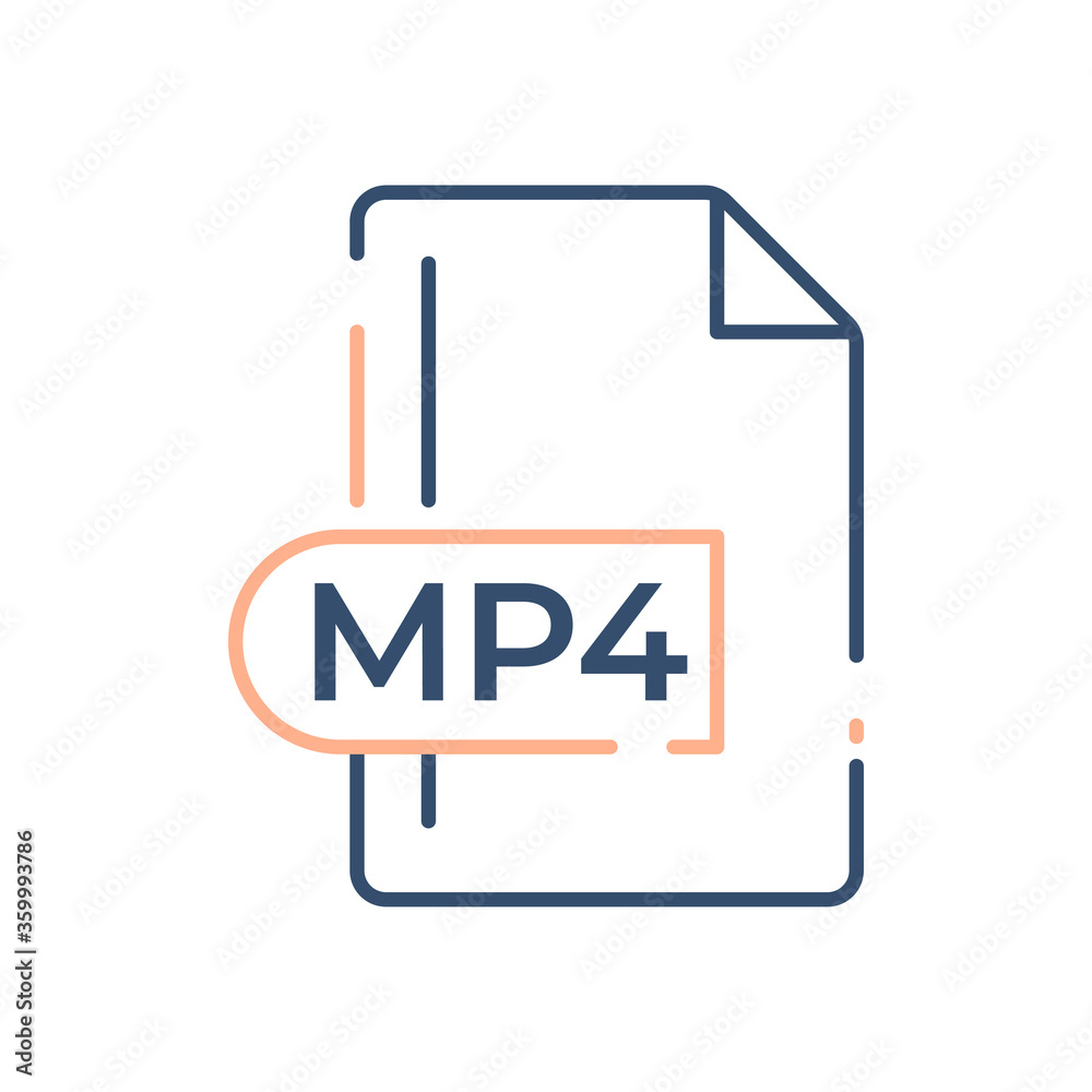 MP4 File Format Icon. MP4 extension line icon. MP4 File Format Icon. MP4 extension line icon.