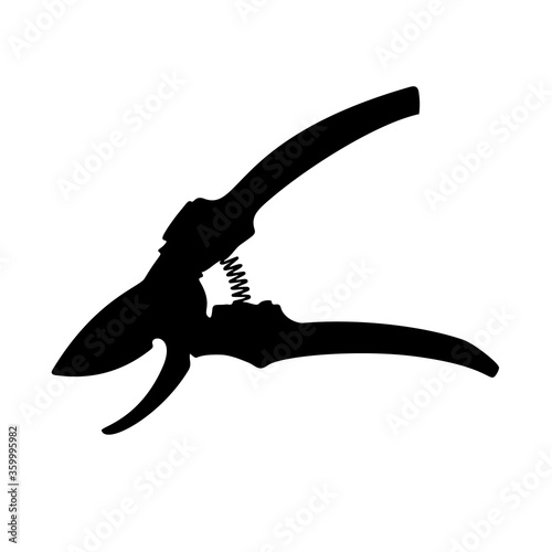 Pruning shears for pruning branches and shrubs. Pruning shears for agriculture. Vector image.