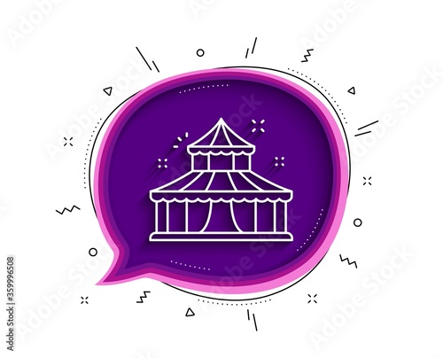 Circus line icon. Chat bubble with shadow. Amusement park sign. Thin line circus icon. Vector