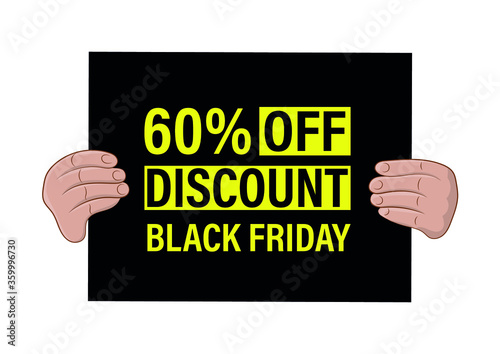 Black board with the inscription BLACK FRIDAY. SALE. Vector illustration.	