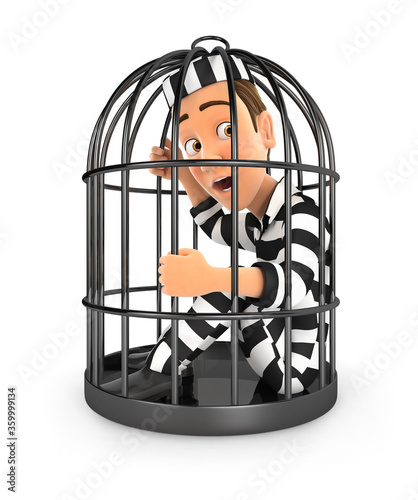 3d convict locked in a cage