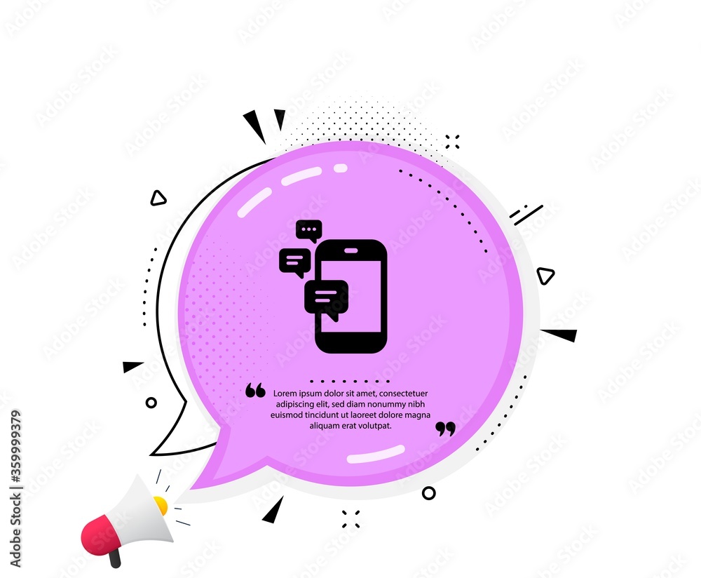 Communication icon. Quote speech bubble. Smartphone chat symbol. Business messages sign. Quotation marks. Classic communication icon. Vector