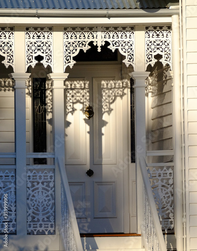 Wooden lattice detail of a period home in Brisbane