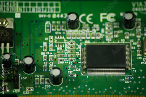 electronic Board with a large chip, radio elements, computer peripherals