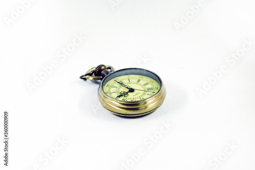 vintage classic women's pocket watch on a white background, isolated from the background.