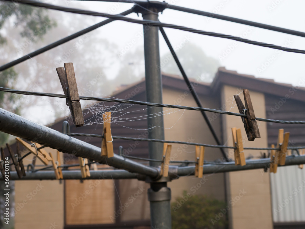 Hills hoist clothes line with pegs and spider web Hills hoist clothes line with pegs and spider web