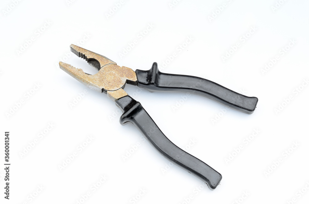 Black Flat-nose pliers isolated on white background Black Flat-nose pliers isolated on white background