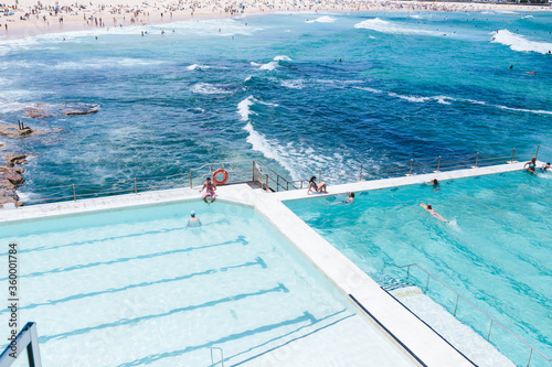 People swimming at Icebergs in Bondi