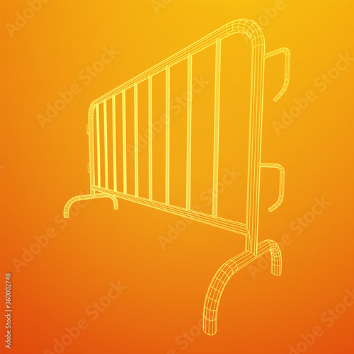 Police riot fence. Wireframe low poly mesh vector illustration.