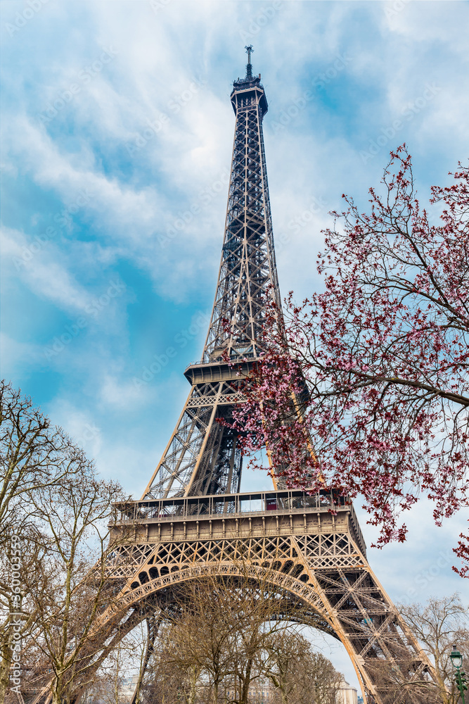 The famous Tour Eiffel when the spring is just beginning