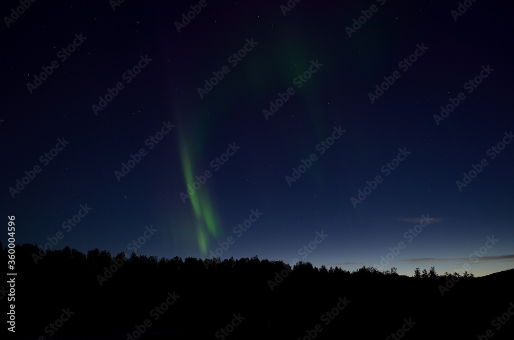 aurora borealis on blue autumn night sky